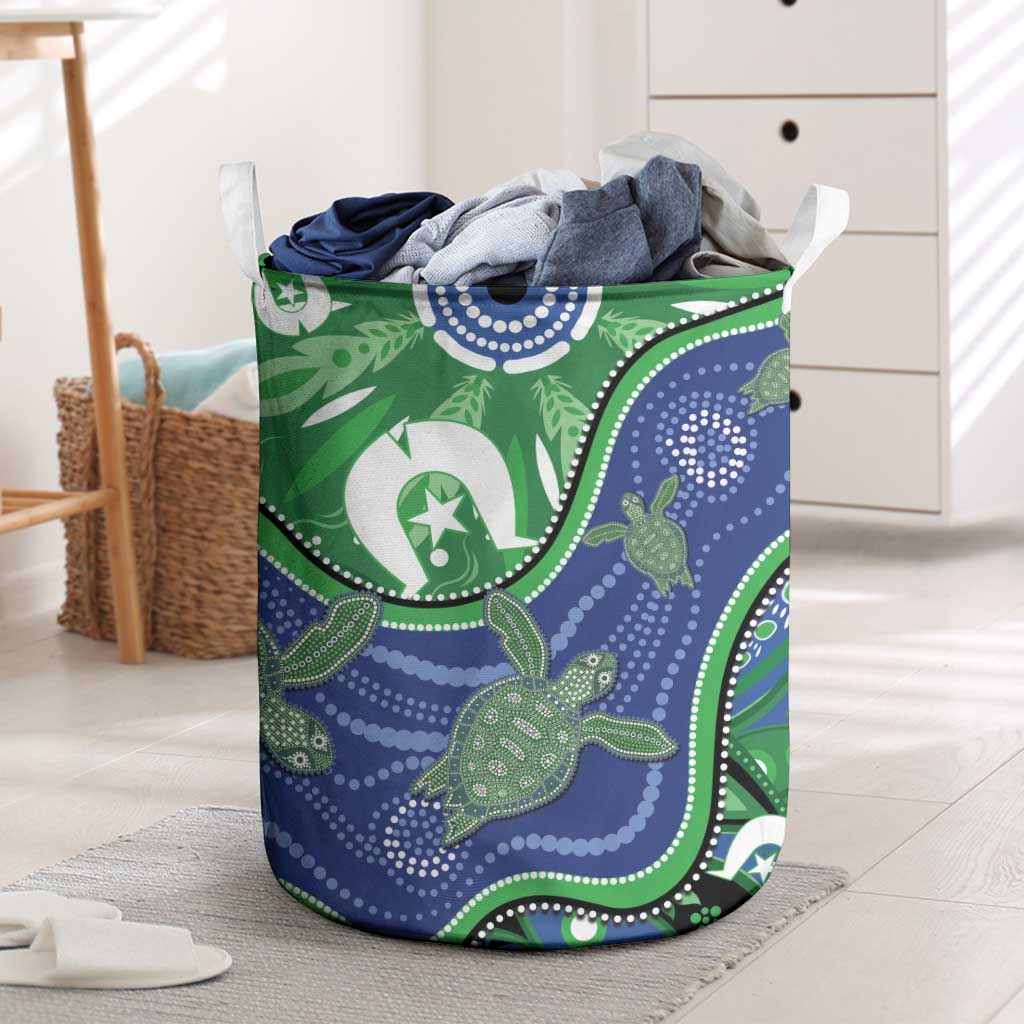 Torres Strait Islands Laundry Basket Dhari Turtles Sea Animal Aboriginal Dot Art