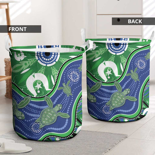 Torres Strait Islands Laundry Basket Dhari Turtles Sea Animal Aboriginal Dot Art
