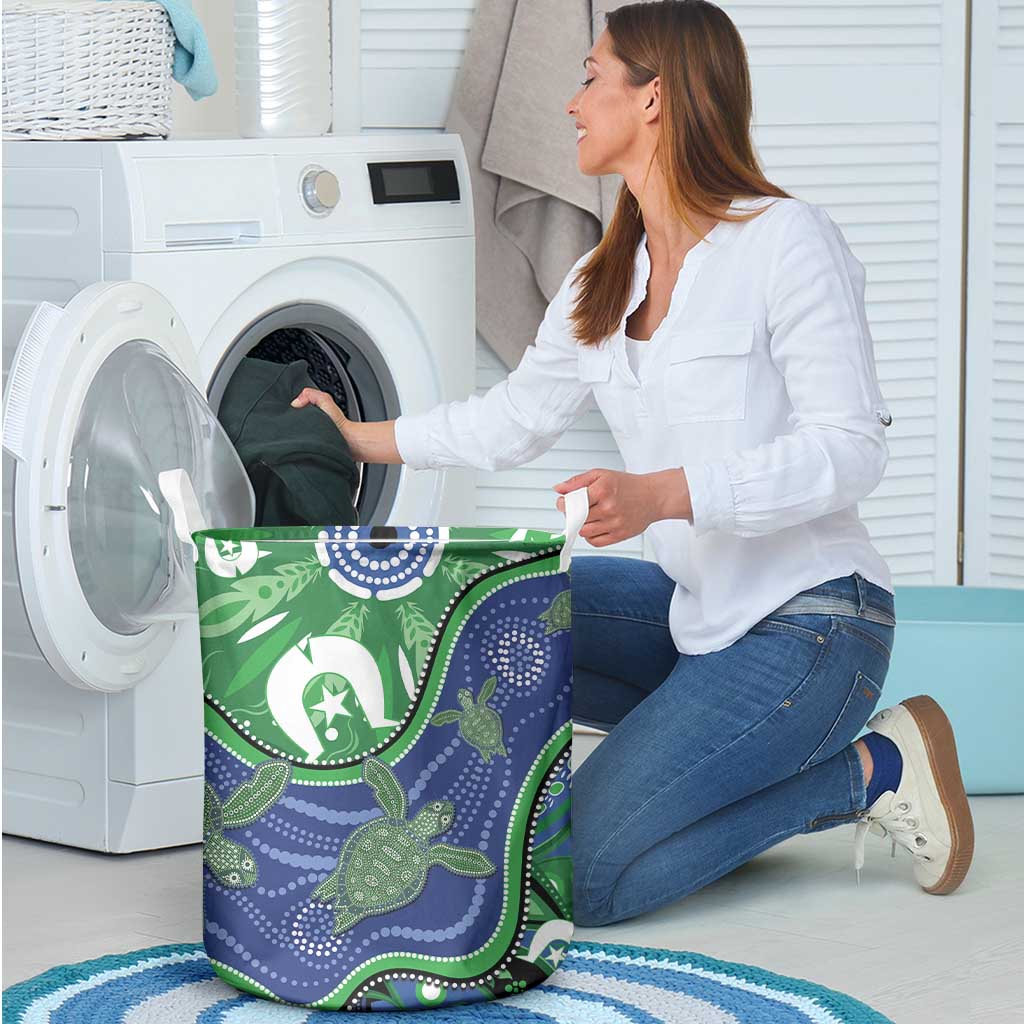 Torres Strait Islands Laundry Basket Dhari Turtles Sea Animal Aboriginal Dot Art