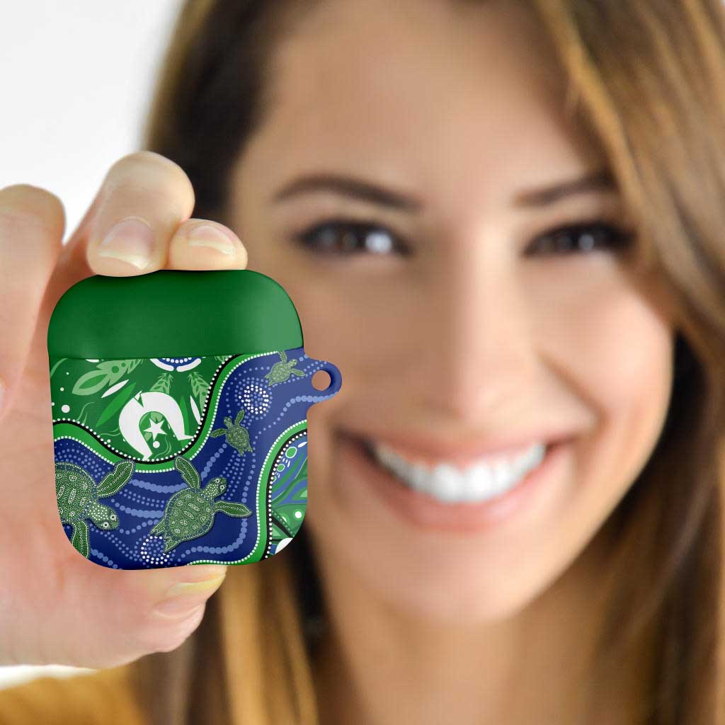 Torres Strait Islands AirPods Case Dhari Turtles Sea Animal Aboriginal Dot Art