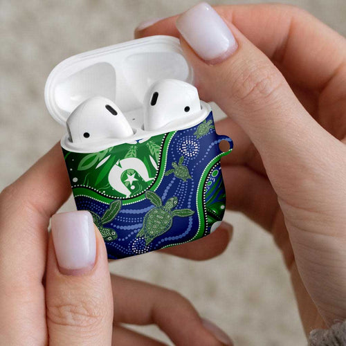 Torres Strait Islands AirPods Case Dhari Turtles Sea Animal Aboriginal Dot Art
