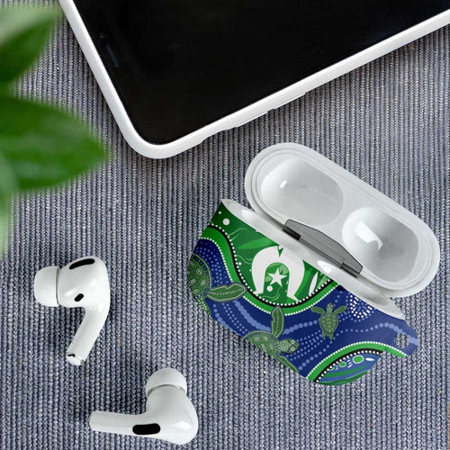 Torres Strait Islands AirPods Case Dhari Turtles Sea Animal Aboriginal Dot Art
