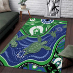 Torres Strait Islands Area Rug Dhari Turtles Sea Animal Aboriginal Dot Art