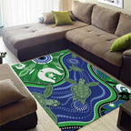 Torres Strait Islands Area Rug Dhari Turtles Sea Animal Aboriginal Dot Art