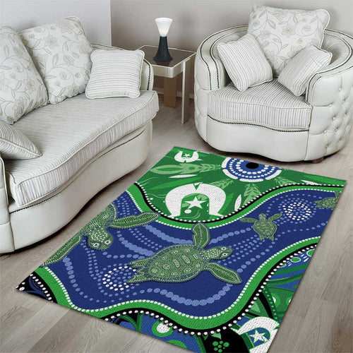 Torres Strait Islands Area Rug Dhari Turtles Sea Animal Aboriginal Dot Art