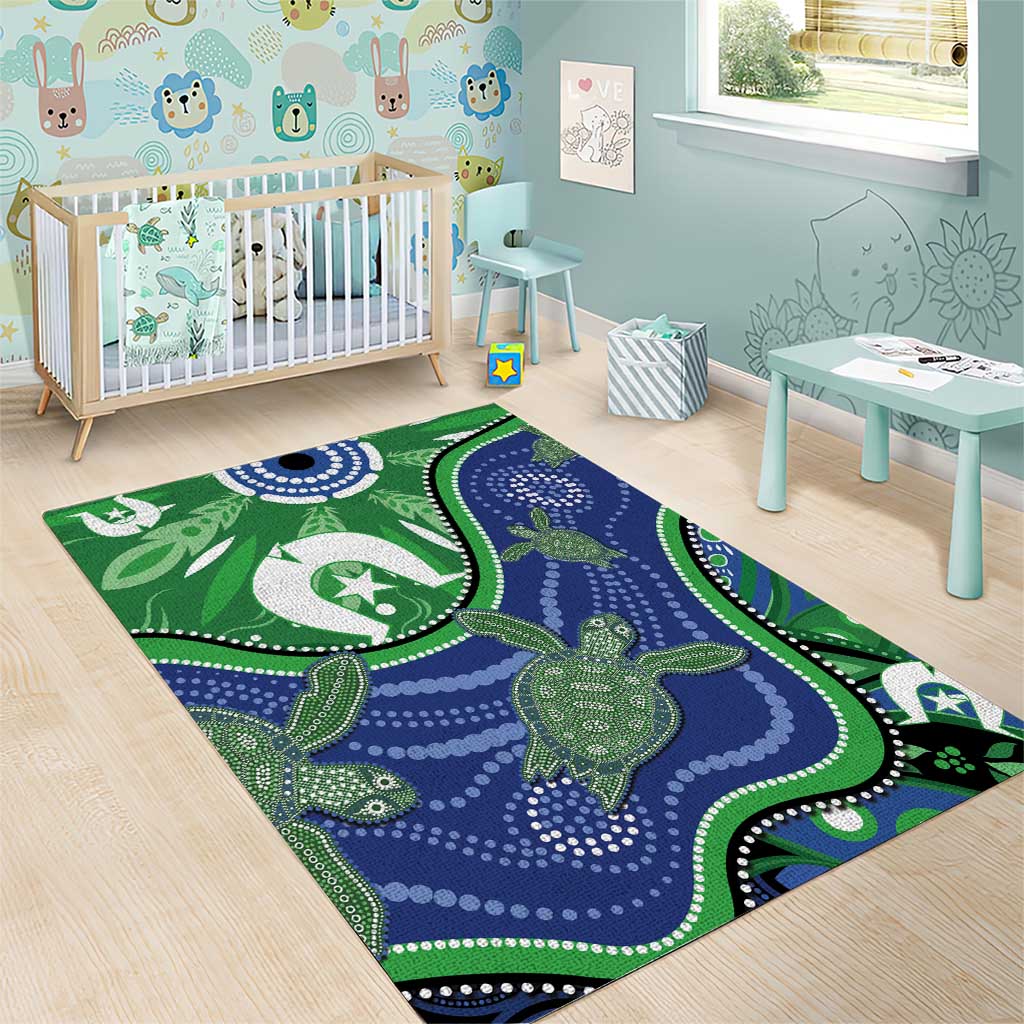 Torres Strait Islands Area Rug Dhari Turtles Sea Animal Aboriginal Dot Art