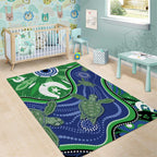 Torres Strait Islands Area Rug Dhari Turtles Sea Animal Aboriginal Dot Art