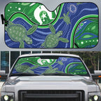 Torres Strait Islands Auto Sun Shade Dhari Turtles Sea Animal Aboriginal Dot Art