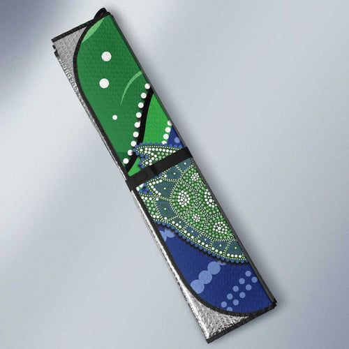 Torres Strait Islands Auto Sun Shade Dhari Turtles Sea Animal Aboriginal Dot Art