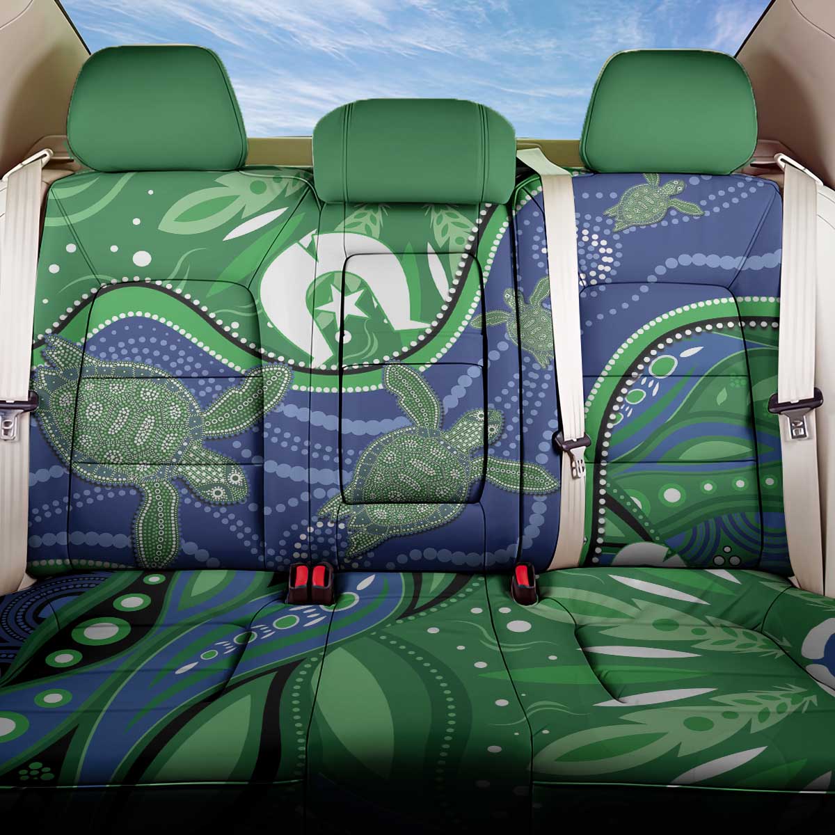 Torres Strait Islands Back Car Seat Cover Dhari Turtles Sea Animal Aboriginal Dot Art