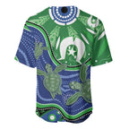 Torres Strait Islands Baseball Jersey Dhari Turtles Sea Animal Aboriginal Dot Art