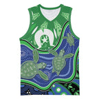 Torres Strait Islands Basketball Jersey Dhari Turtles Sea Animal Aboriginal Dot Art