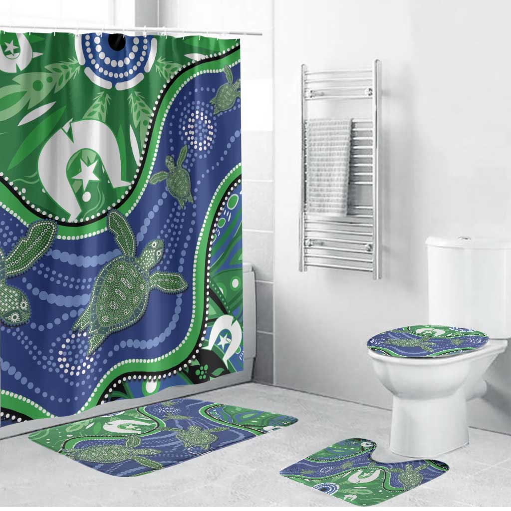Torres Strait Islands Bathroom Set Dhari Turtles Sea Animal Aboriginal Dot Art