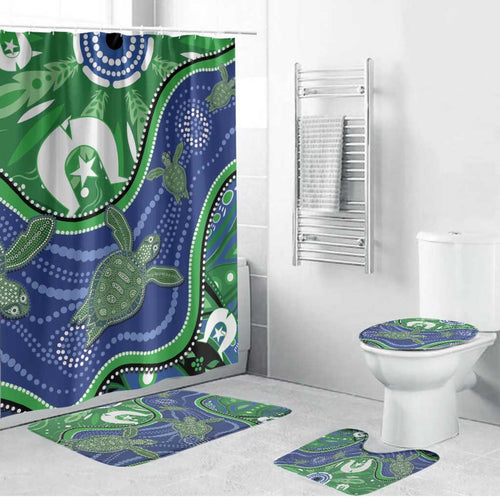 Torres Strait Islands Bathroom Set Dhari Turtles Sea Animal Aboriginal Dot Art