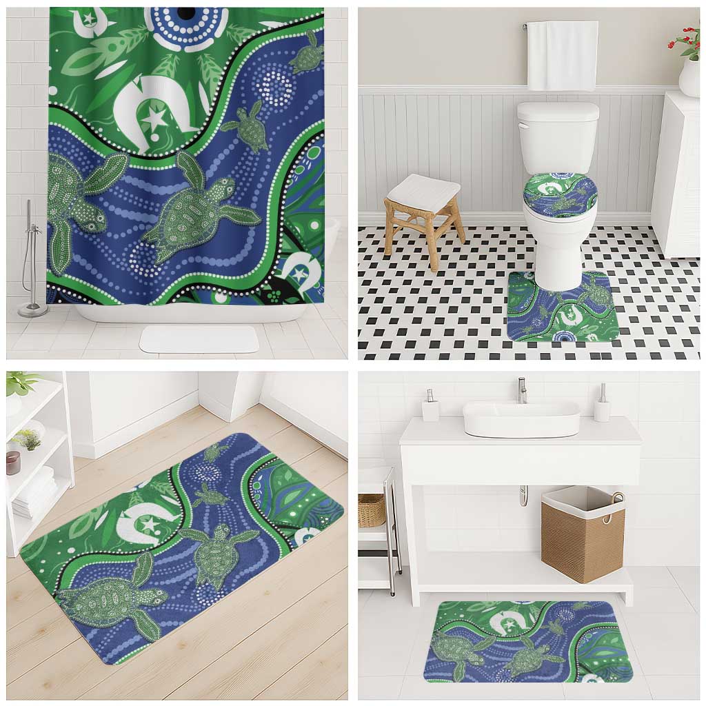 Torres Strait Islands Bathroom Set Dhari Turtles Sea Animal Aboriginal Dot Art
