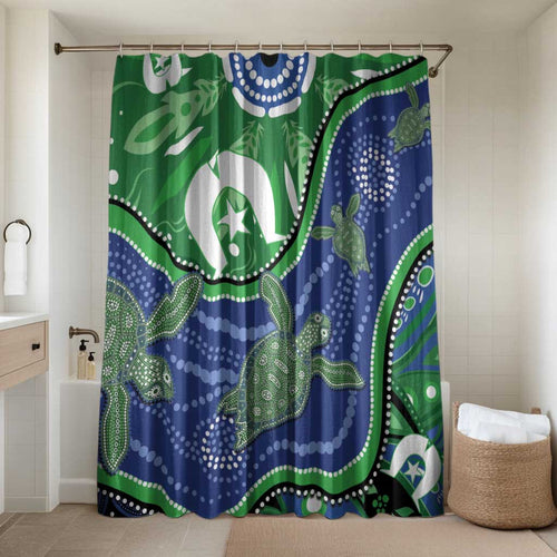 Torres Strait Islands Bathroom Set Dhari Turtles Sea Animal Aboriginal Dot Art