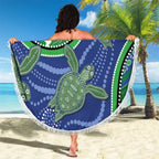 Torres Strait Islands Beach Blanket Dhari Turtles Sea Animal Aboriginal Dot Art