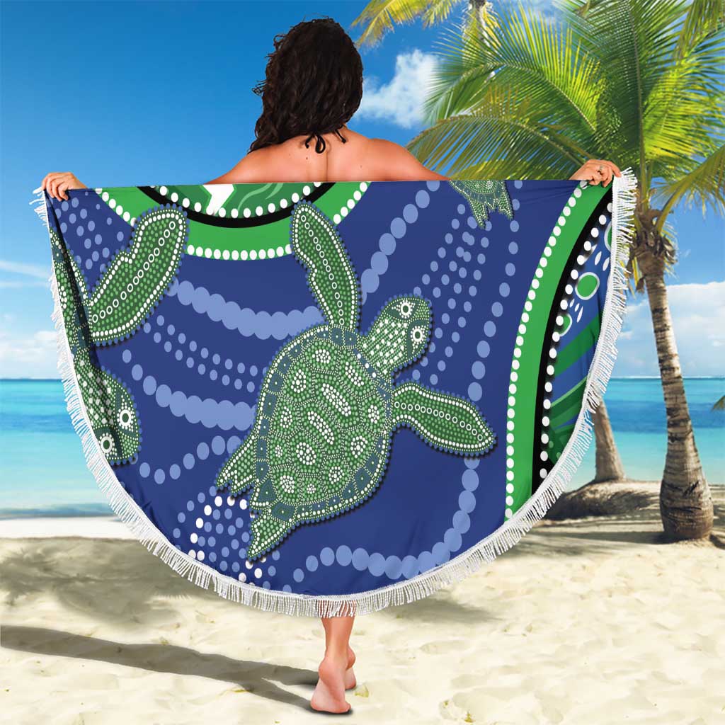 Torres Strait Islands Beach Blanket Dhari Turtles Sea Animal Aboriginal Dot Art