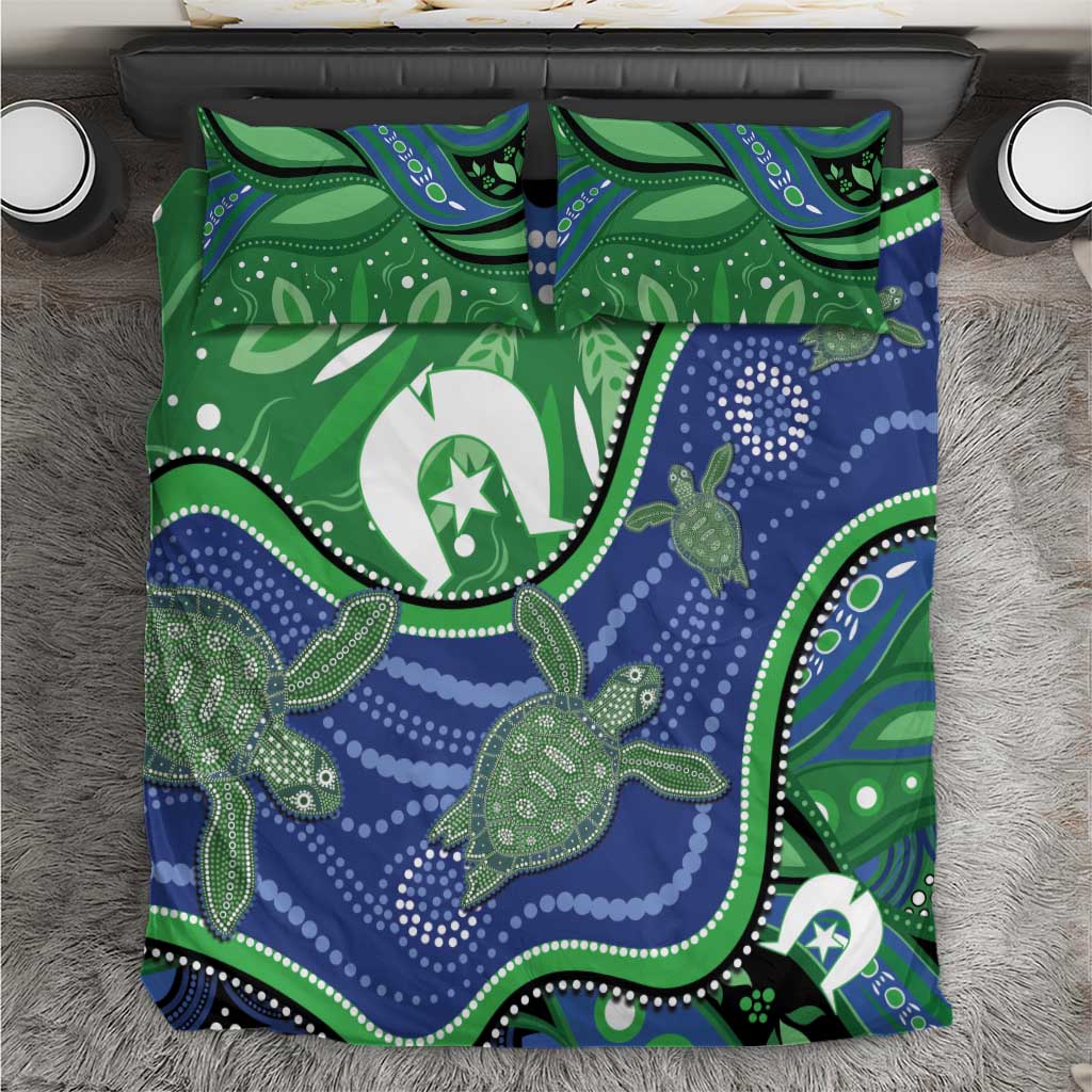 Torres Strait Islands Bedding Set Dhari Turtles Sea Animal Aboriginal Dot Art