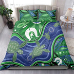 Torres Strait Islands Bedding Set Dhari Turtles Sea Animal Aboriginal Dot Art