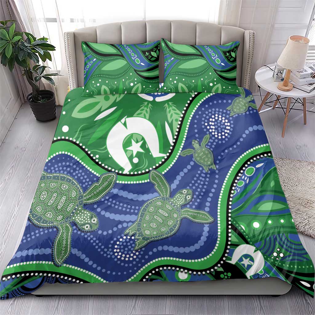 Torres Strait Islands Bedding Set Dhari Turtles Sea Animal Aboriginal Dot Art