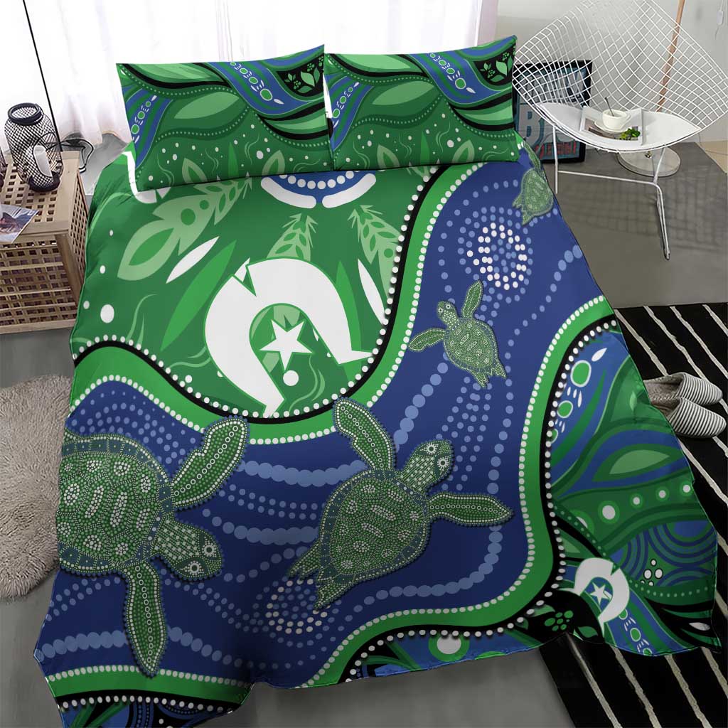 Torres Strait Islands Bedding Set Dhari Turtles Sea Animal Aboriginal Dot Art