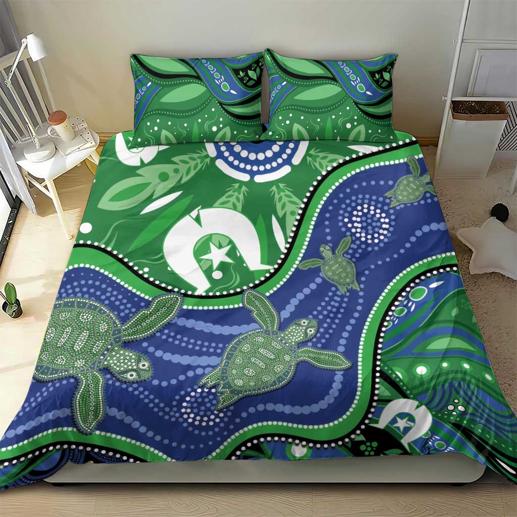 Torres Strait Islands Bedding Set Dhari Turtles Sea Animal Aboriginal Dot Art