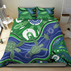 Torres Strait Islands Bedding Set Dhari Turtles Sea Animal Aboriginal Dot Art