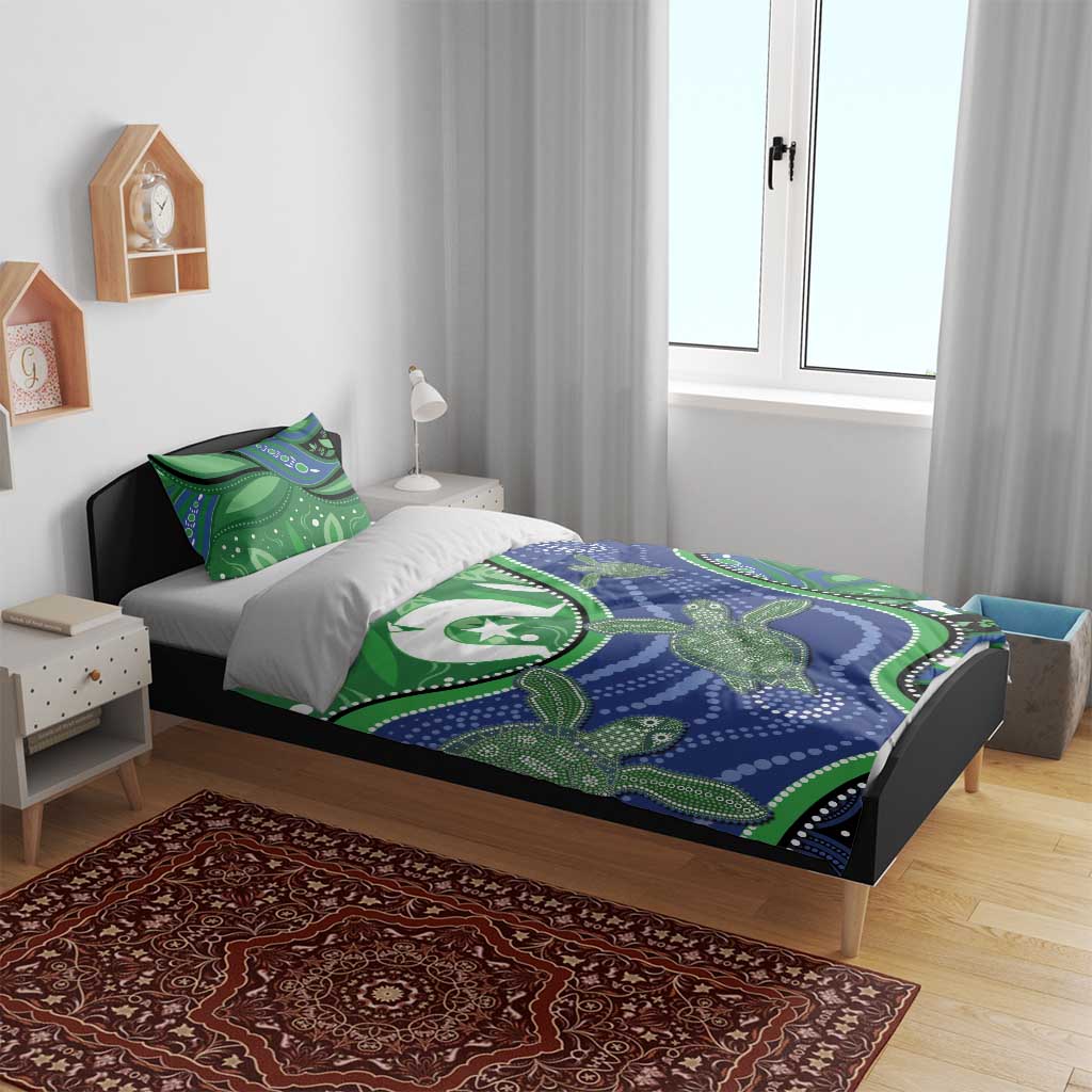 Torres Strait Islands Bedding Set Dhari Turtles Sea Animal Aboriginal Dot Art