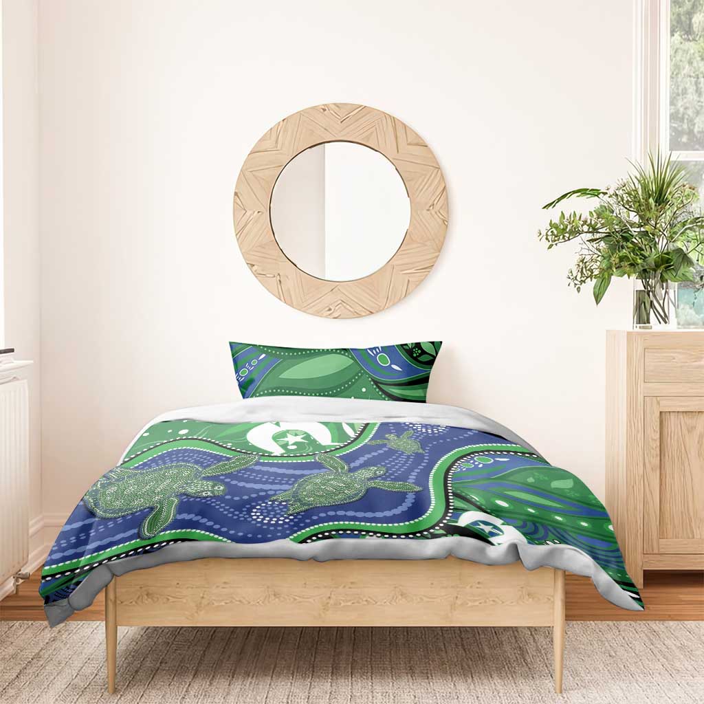 Torres Strait Islands Bedding Set Dhari Turtles Sea Animal Aboriginal Dot Art