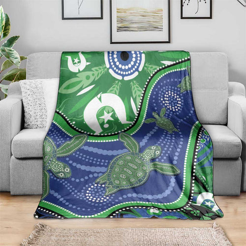 Torres Strait Islands Blanket Dhari Turtles Sea Animal Aboriginal Dot Art