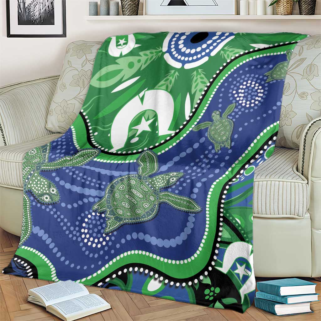 Torres Strait Islands Blanket Dhari Turtles Sea Animal Aboriginal Dot Art