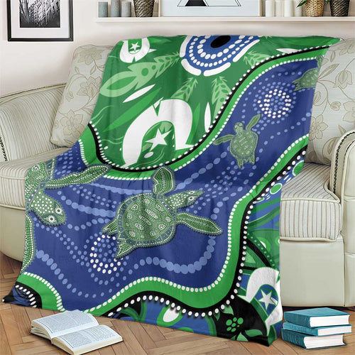 Torres Strait Islands Blanket Dhari Turtles Sea Animal Aboriginal Dot Art
