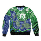 Torres Strait Islands Bomber Jacket Dhari Turtles Sea Animal Aboriginal Dot Art