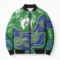 Torres Strait Islands Bomber Puffer Jacket Dhari Turtles Sea Animal Aboriginal Dot Art