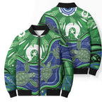 Torres Strait Islands Bomber Puffer Jacket Dhari Turtles Sea Animal Aboriginal Dot Art