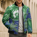 Torres Strait Islands Bomber Puffer Jacket Dhari Turtles Sea Animal Aboriginal Dot Art