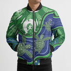 Torres Strait Islands Bomber Puffer Jacket Dhari Turtles Sea Animal Aboriginal Dot Art