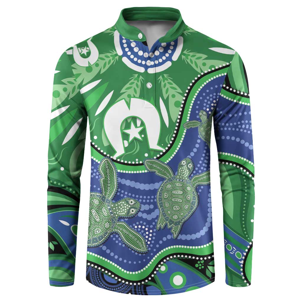 Torres Strait Islands Button Sweatshirt Dhari Turtles Sea Animal Aboriginal Dot Art