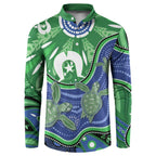 Torres Strait Islands Button Sweatshirt Dhari Turtles Sea Animal Aboriginal Dot Art