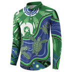 Torres Strait Islands Button Sweatshirt Dhari Turtles Sea Animal Aboriginal Dot Art