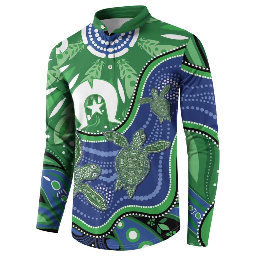 Torres Strait Islands Button Sweatshirt Dhari Turtles Sea Animal Aboriginal Dot Art