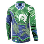 Torres Strait Islands Button Sweatshirt Dhari Turtles Sea Animal Aboriginal Dot Art