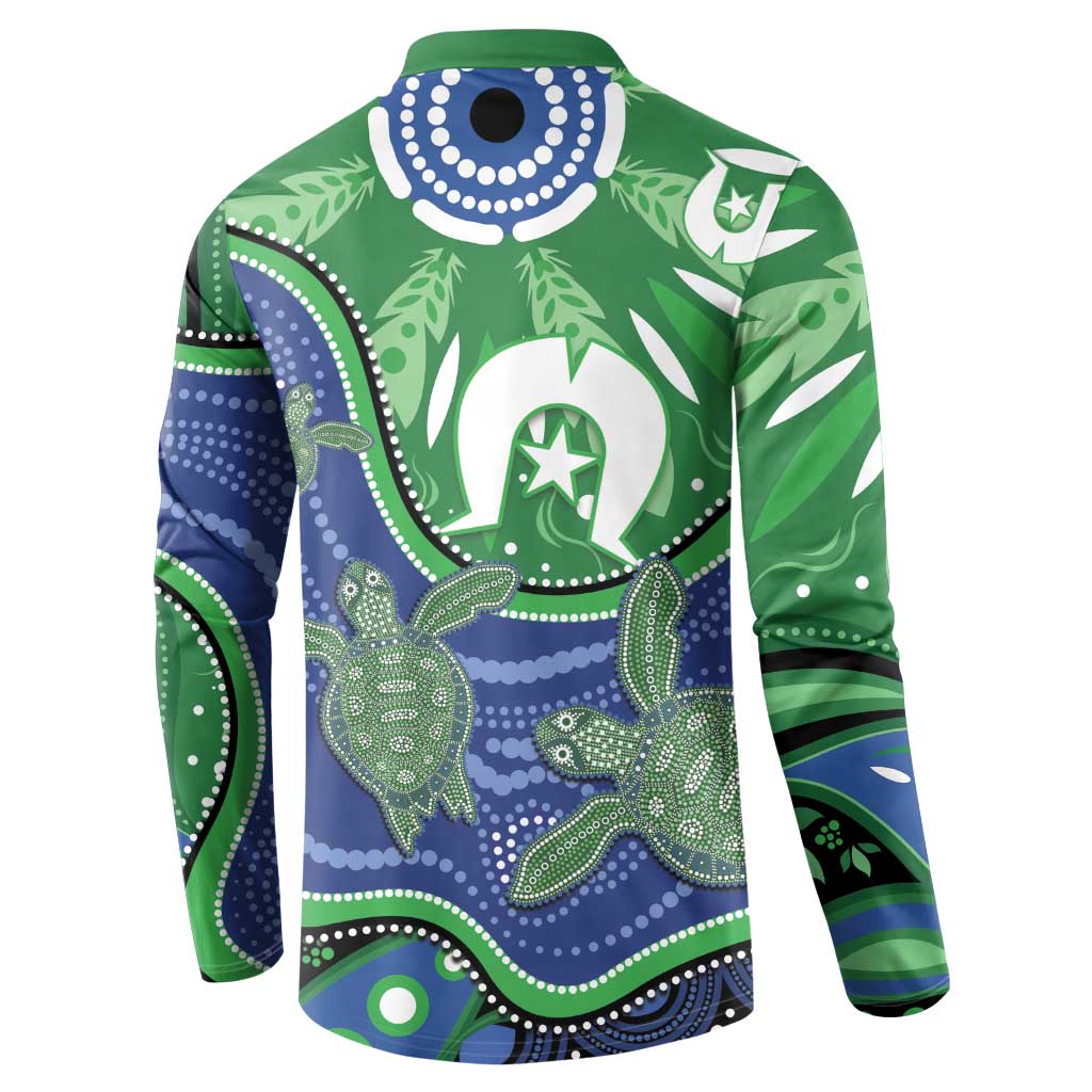 Torres Strait Islands Button Sweatshirt Dhari Turtles Sea Animal Aboriginal Dot Art
