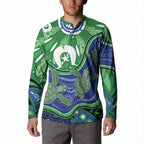 Torres Strait Islands Button Sweatshirt Dhari Turtles Sea Animal Aboriginal Dot Art