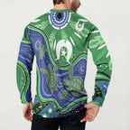 Torres Strait Islands Button Sweatshirt Dhari Turtles Sea Animal Aboriginal Dot Art
