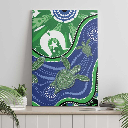Torres Strait Islands Canvas Wall Art Dhari Turtles Sea Animal Aboriginal Dot Art