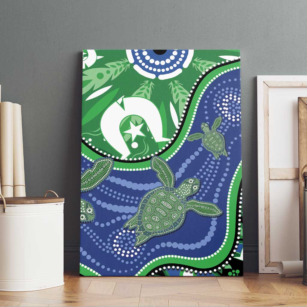 Torres Strait Islands Canvas Wall Art Dhari Turtles Sea Animal Aboriginal Dot Art