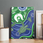 Torres Strait Islands Canvas Wall Art Dhari Turtles Sea Animal Aboriginal Dot Art