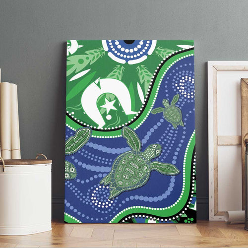 Torres Strait Islands Canvas Wall Art Dhari Turtles Sea Animal Aboriginal Dot Art